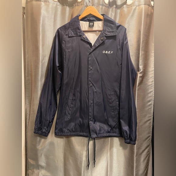 OBEY Navy Nylon Jacket - Picture 1 of 5